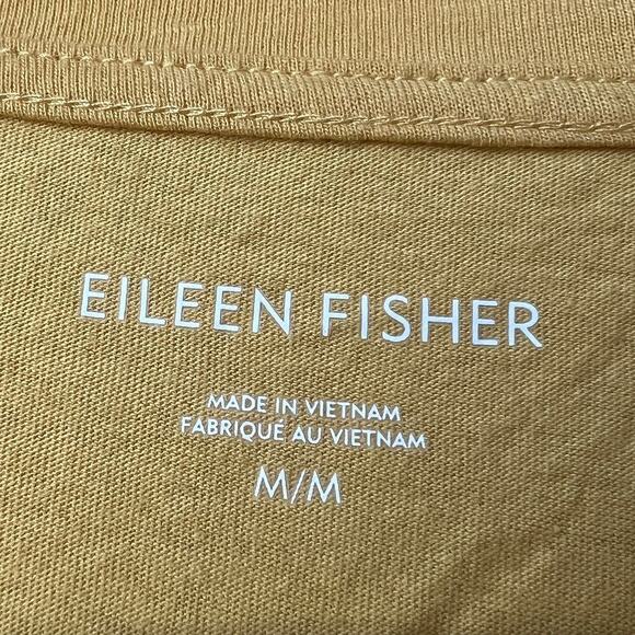 Eileen Fisher Yellow Organic Cotton Jersey Crew Neck Tee Size Medium - Picture 4 of 5